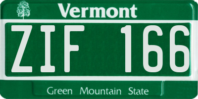VT license plate ZIF166