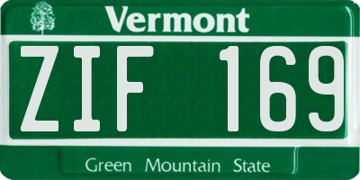 VT license plate ZIF169