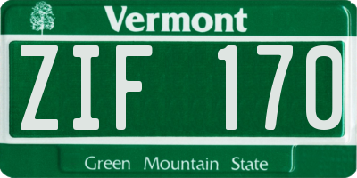 VT license plate ZIF170