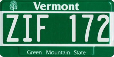 VT license plate ZIF172