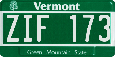 VT license plate ZIF173