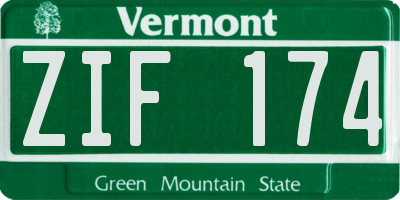 VT license plate ZIF174