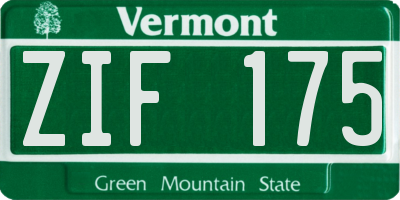 VT license plate ZIF175