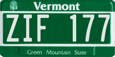 VT license plate ZIF177
