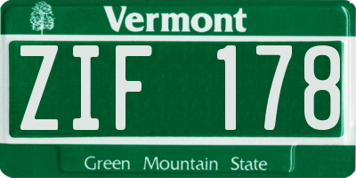 VT license plate ZIF178