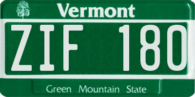 VT license plate ZIF180