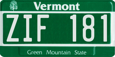 VT license plate ZIF181