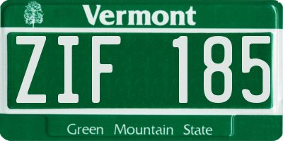 VT license plate ZIF185