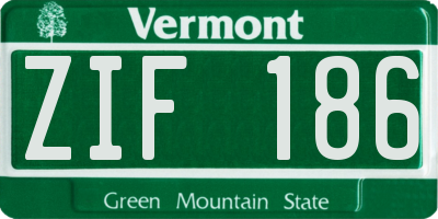 VT license plate ZIF186