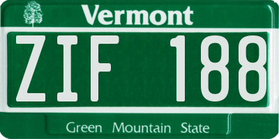 VT license plate ZIF188