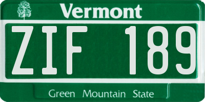 VT license plate ZIF189