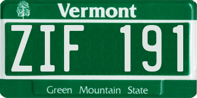 VT license plate ZIF191