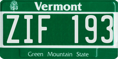 VT license plate ZIF193
