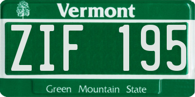 VT license plate ZIF195
