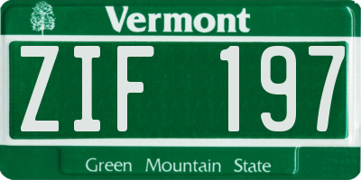 VT license plate ZIF197