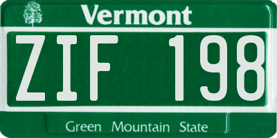 VT license plate ZIF198