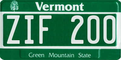 VT license plate ZIF200