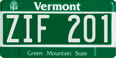 VT license plate ZIF201