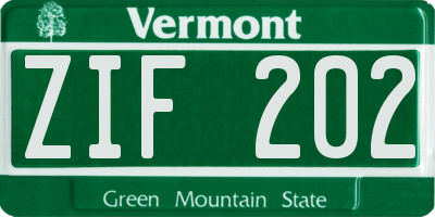 VT license plate ZIF202