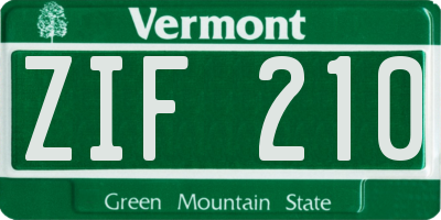 VT license plate ZIF210