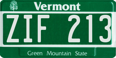 VT license plate ZIF213