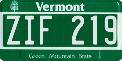 VT license plate ZIF219