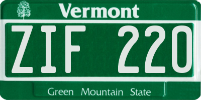 VT license plate ZIF220