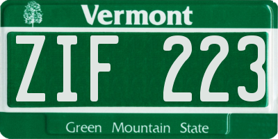VT license plate ZIF223