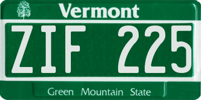 VT license plate ZIF225