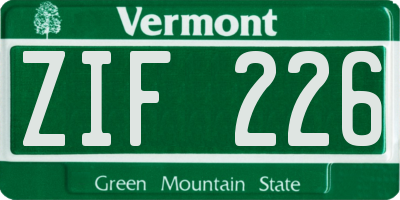VT license plate ZIF226