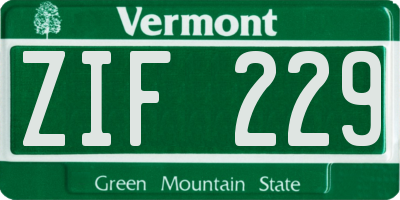 VT license plate ZIF229
