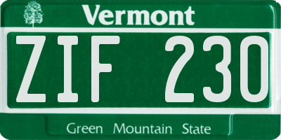VT license plate ZIF230