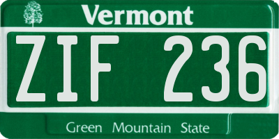 VT license plate ZIF236