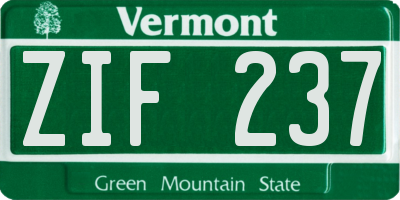VT license plate ZIF237