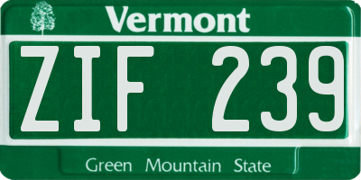 VT license plate ZIF239