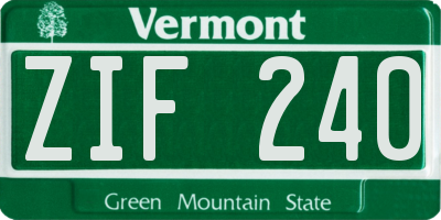 VT license plate ZIF240