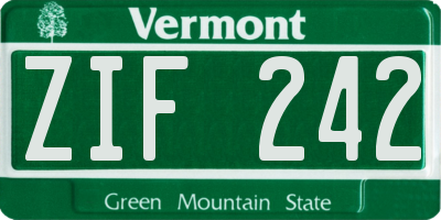 VT license plate ZIF242