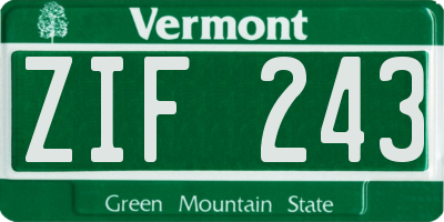 VT license plate ZIF243