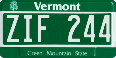 VT license plate ZIF244