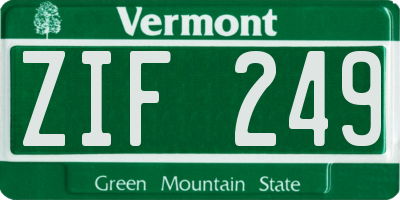 VT license plate ZIF249