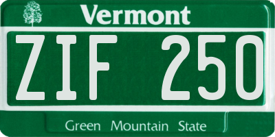 VT license plate ZIF250