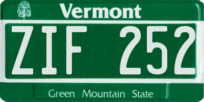 VT license plate ZIF252