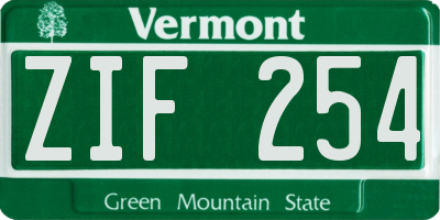 VT license plate ZIF254