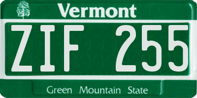 VT license plate ZIF255