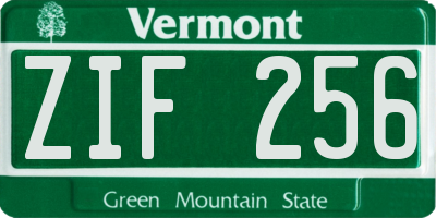 VT license plate ZIF256