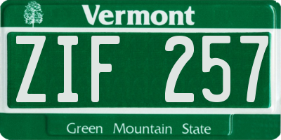 VT license plate ZIF257