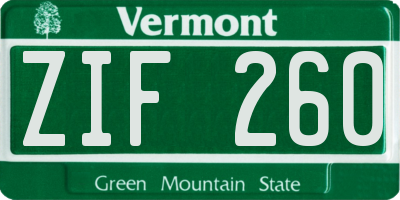 VT license plate ZIF260