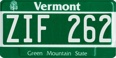 VT license plate ZIF262