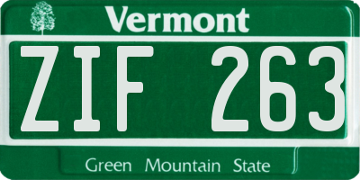 VT license plate ZIF263