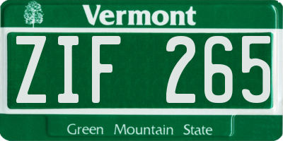 VT license plate ZIF265
